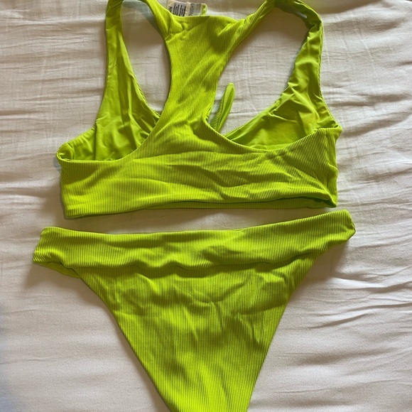 Neon Green L Space Ribbed Tara Top and Veronica Bottom SET - Picture 2 of 5
